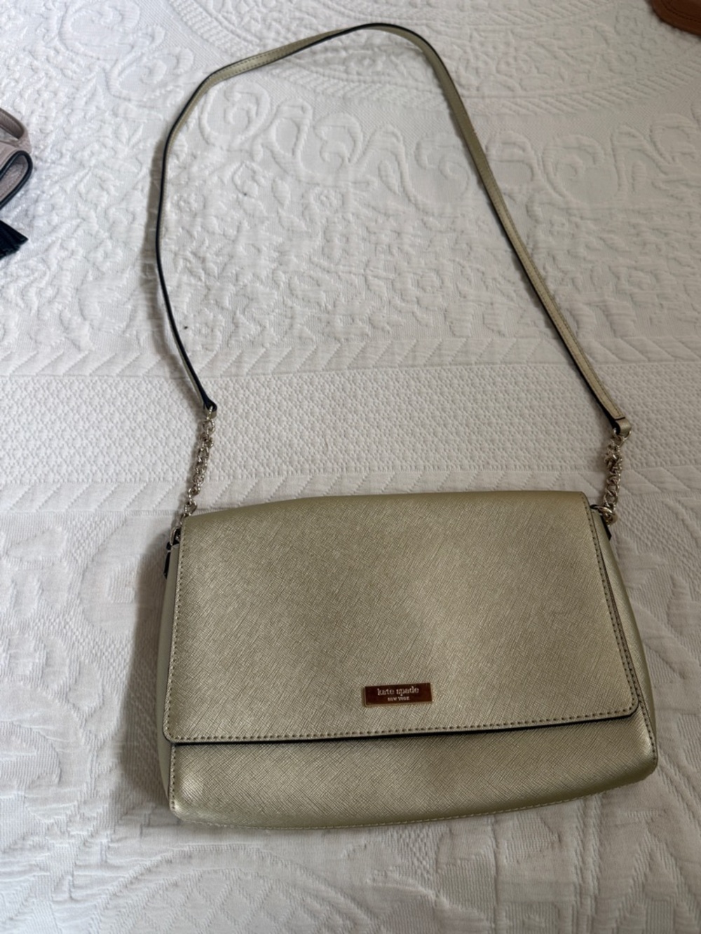 kate spade Metallic Gold Saffiano Crossbody Bag